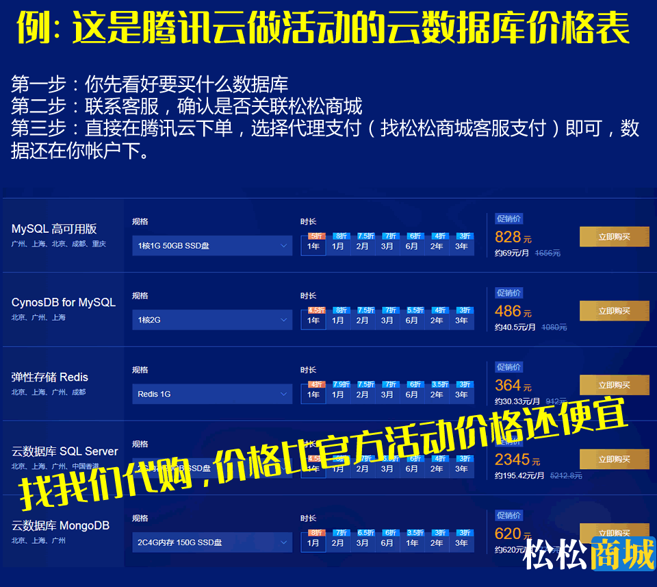 松松主机云数据库代购